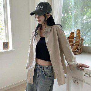 남방 셔츠 퍼프블라우스 반팔블라우스 레이스블라