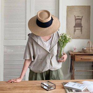 퍼프블라우스 반팔블라우스 블라우스 후드 넥블라