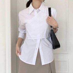 넥블라우스 여성셔츠 랩 민소매블라우스 펀칭블라