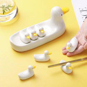오리 수저받침대 6P 세트 젓가락받침 귀여운 예쁜 도자기 세라믹 식탁 숟가락 스푼