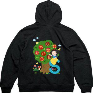 기모후드티 뒷면 알파벳 사과나무그림 다양한색상 전사이즈