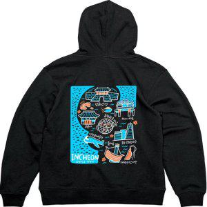 기모후드티 뒷면 인천 월미도 차이나타운그림 다양한색상 전사이즈