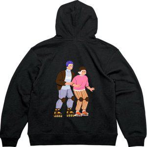 기모후드티 뒷면 롤러브레이드 커플그림 다양한색상 전사이즈