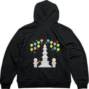 기모후드티 뒷면 석가탄신일 목탁 스님그림 다양한색상 전사이즈