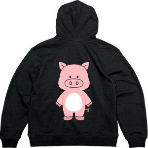 기모후드티 뒷면 귀여운캐릭터 아기돼지그림 다양한색상 전사이즈