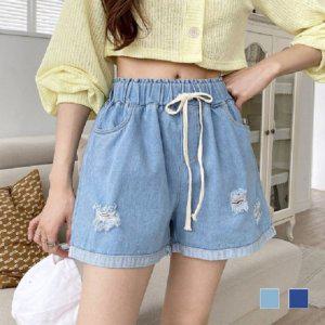 빈티지 데님구제 루즈핏데님 3부 청반바지 핫팬