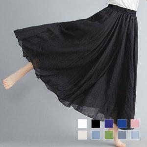 롱스커트 빅사이즈 허리밴딩 스커트 롱치마 아사