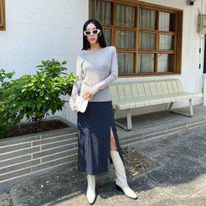 a라인스커트 린넨 밴딩 온나핏 왓진연 스커트