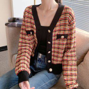 니트 간절기 블랙 여자가디건 두꺼운가디건 트위