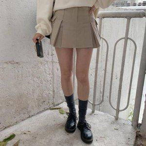 h라인스커트 맞주름 카고 미니 니트스커트 a라