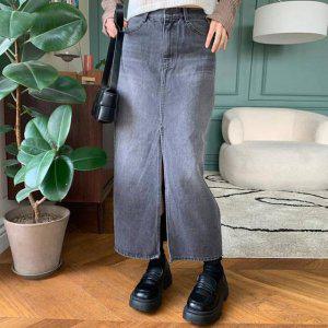 청치마 새틴스커트 워싱 머메이드스커트 일자 베