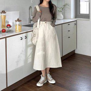 류앤느 플레어스커트 새틴스커트 온나핏 더봄 스