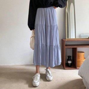 캉캉 온나핏 롱스커트 미커트 더봄 샤스커트 h