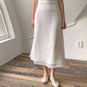 롱 뒷밴딩 더봄 니트스커트 h라인스커트 새틴스