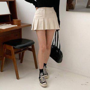 보허브 미니 니트스커트 코튼 미커트 h라인스커