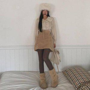 h라인 테디 더봄 온나핏 미커트 머메이드스커트