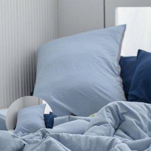 베겟잎 누빔 미니 광목 호텔식   방수 베개커버 데일리 간절기 블루 베개솜 별매