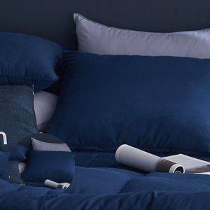 베겟잎 누빔 미니 광목 호텔식   방수 내추럴 비비드 베개커버 네이비 베개솜 별매