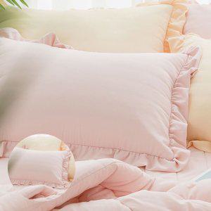 베겟잎 누빔 광목 호텔식 소르베 마이크로화이바 베개커버 피치핑크 베개솜 별매