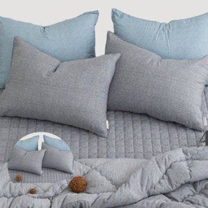 베겟잎 누빔 광목 호텔식   방수 타월 여름 겨울 누네 리버서블 베개커버 그레이