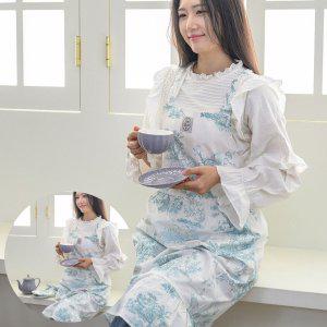 바리스타앞치마 미용 카페 네일아트 원피스 미용사 일회용 주방 앞치마 민트