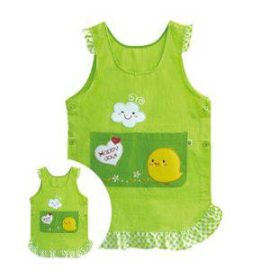 바리스타앞치마 미용 카페 네일아트 원피스 미용사 일회용 주방 교사용앞치마 연두