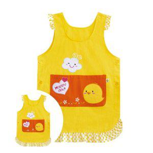 바리스타앞치마 미용 카페 네일아트 원피스 미용사 일회용 주방 교사용앞치마 노랑