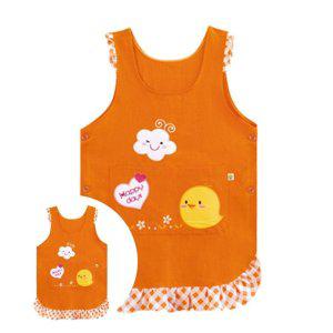 바리스타앞치마 미용 카페 네일아트 원피스 미용사 일회용 주방 교사용앞치마 주황