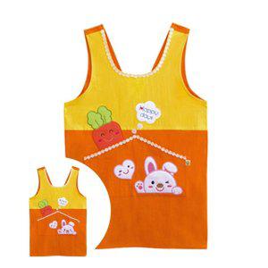 바리스타앞치마 카페 네일아트 원피스 미용사 일회용 주방 교사용 토끼앞치마 오렌지