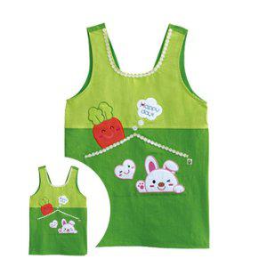 바리스타앞치마 카페 네일아트 원피스 미용사 일회용 주방 교사용 토끼앞치마 그린