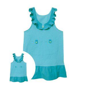 바리스타앞치마 카페 네일아트 원피스 미용사 일회용 주방 교사용 프릴앞치마 블루