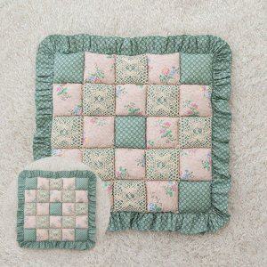 메모리폼 식탁의자 에어 키높이 사무실 방석 레이스 플라워 퀼팅 인테리어방석 그린