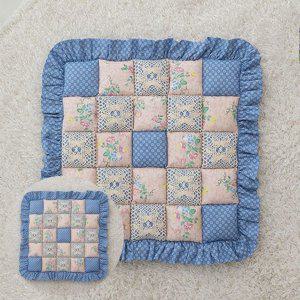 메모리폼 식탁의자 에어 키높이 사무실 방석 레이스 플라워 퀼팅 인테리어방석 블루