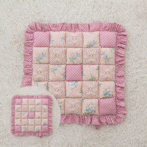 메모리폼 식탁의자 에어 키높이 사무실 방석 레이스 플라워 퀼팅 인테리어방석 핑크