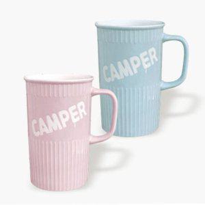 머그컵 블루핑크 긴 캠퍼 스타일 조화로운 커피컵