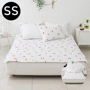 침대패드 매트리스 워싱 누빔이불 체리 시어서커 여름 밴딩패드 SS 화이트