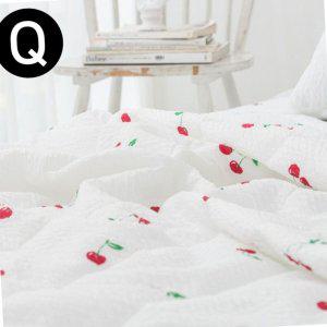사계절이불 먼지없는 겨울 체리 시어서커 여름 이불 퀸 Q 화이트