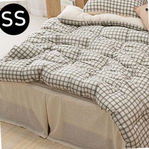 사계절이불 먼지없는 쿠키체크 소프트마이크로 차렵이불 슈퍼싱글 SS 브라운
