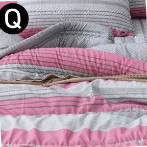 사계절이불 먼지없는 포인트라인 소프트마이크로 간절기 이불 퀸 Q 핑크