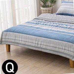 사계절이불 먼지없는 포인트라인 소프트마이크로 간절기 이불 퀸 Q 블루
