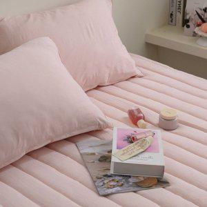 침대커버 팬션 여행용 침구 여름 매트 레이 누빔 매트리스커버 패밀리 F 핑크 침대