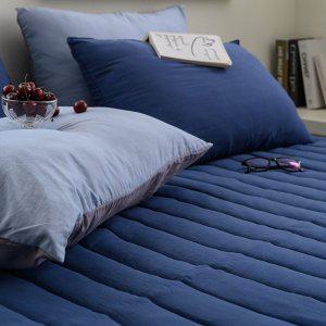 침대커버 팬션 여행용 침구 여름 매트 레이 누빔 매트리스커버 패밀리 F 네이비 침대