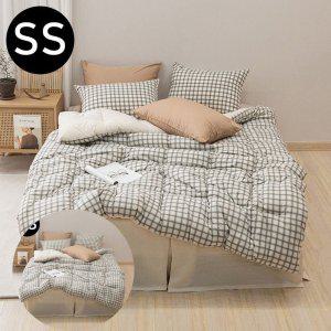 슈퍼싱글침구세트 침구 소프트마이크로 차렵이불 베개커버 SS 브라운 베개솜 별매