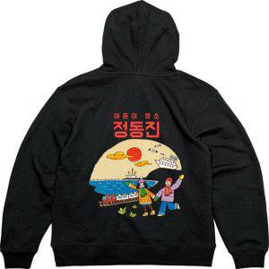 기모후드집업 뒷면 정동진 해돋이 명소그림 다양한색상 전사이즈