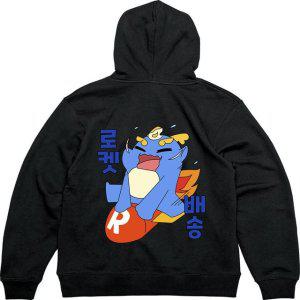 기모후드집업 뒤면 배송 로켓그림 다양한색상 전사이즈