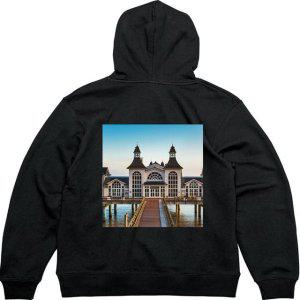 기모후드집업 뒷면 호수 풍경 있는 집그림 다양한색상 전사이즈