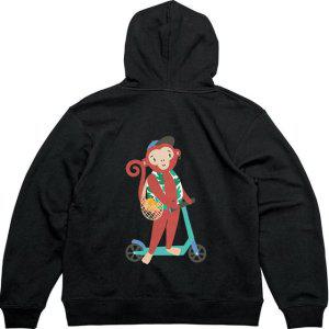 기모후드집업 뒷면 퀵보드 타는 원숭이그림 다양한색상 전사이즈