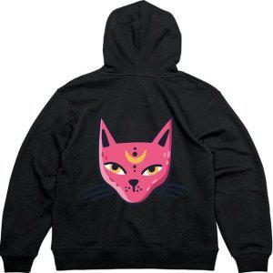 기모후드집업 뒷면 꼬리달린 분홍 여우그림 다양한색상 전사이즈