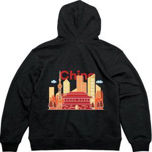 기모후드집업 뒷면 CHINA 중국 천안문그림 다양한색상 전사이즈