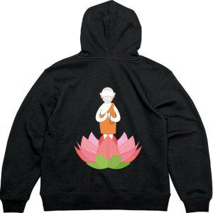 기모후드집업 뒷면 부처님오신날 연꽃 불교그림 다양한색상 전사이즈